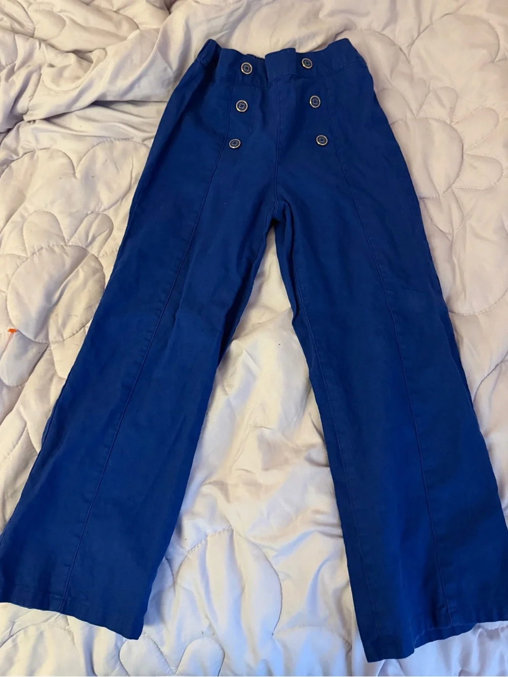 Girls Gymboree Linen Blend Blue High-Waist Button Front Pants